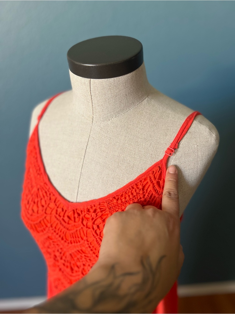 Poetry coral pink Crochet-Bodice summer Maxi Dress - Picture 4 of 9